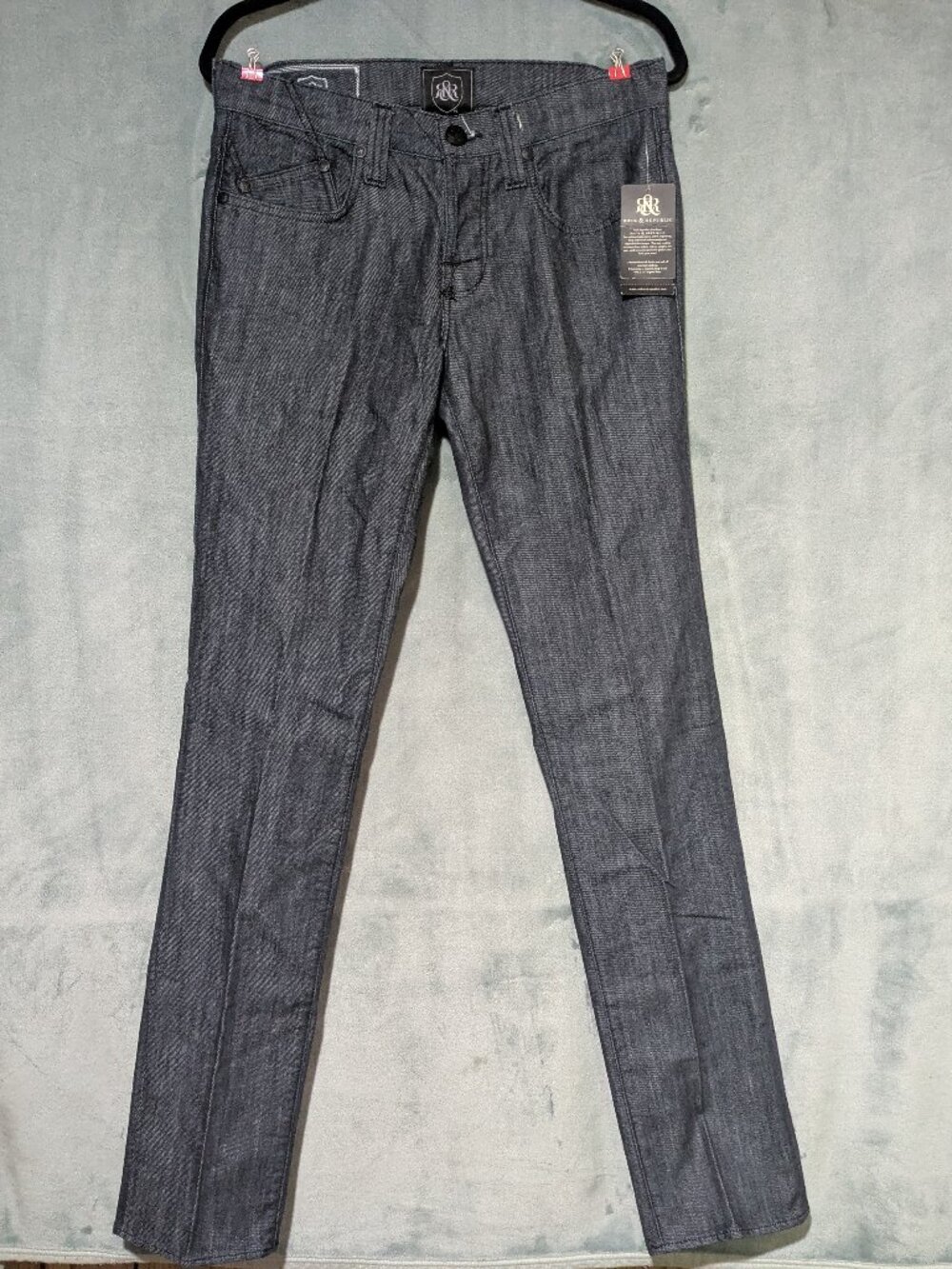 Men's Rock & Republic Rollins Low Rise Skinny Jeans Commando Blue Sz 32